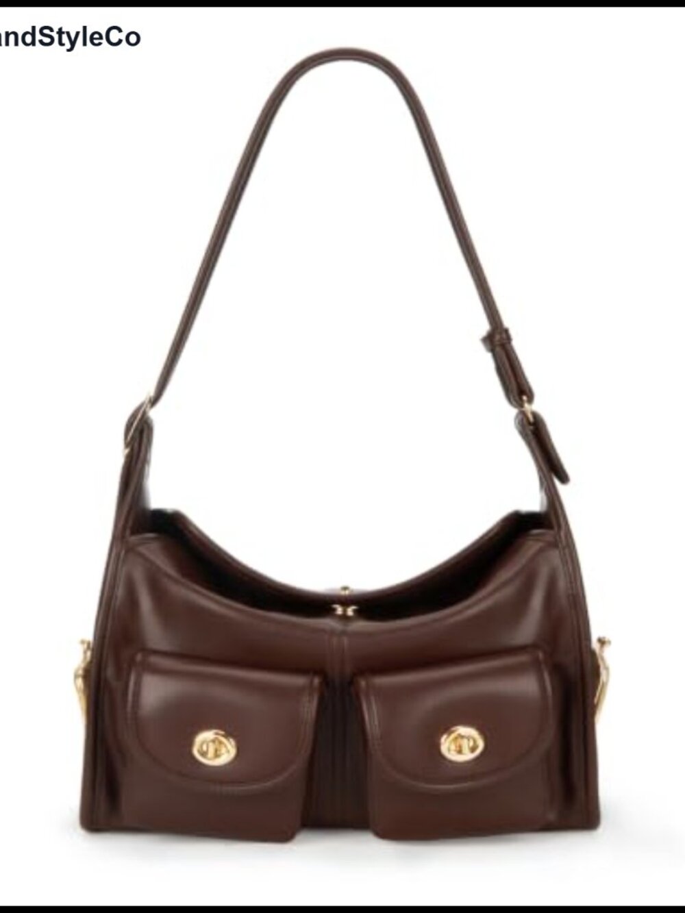Turn Lock Hobo Shoulder Bag Women Multi-Pocket Large Tote Crossbody Faux Leather